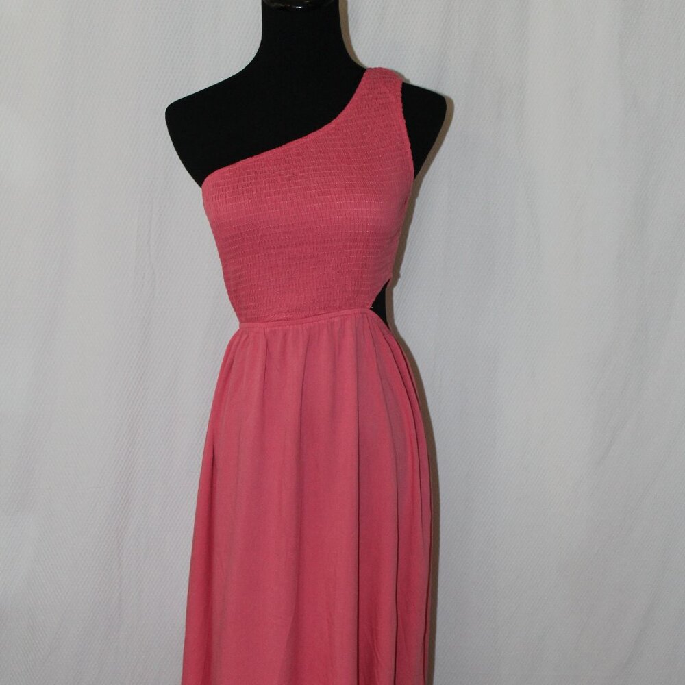 Pretty In Pink ANRABESS Smock Top Side Cutout 1 Shoulder Pullover Dress S NWT's